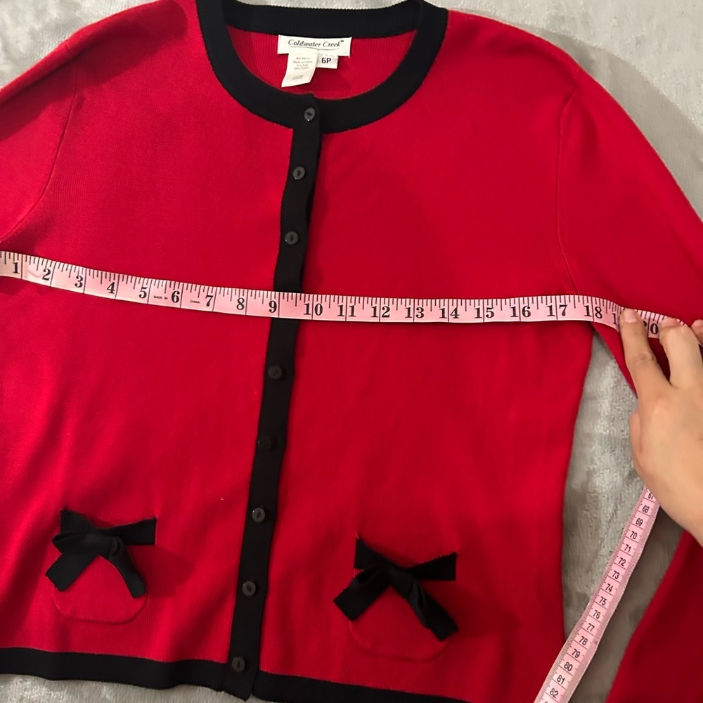 Coldwater creek silk blend bow detail color block cardigan - Picture 8 of 12